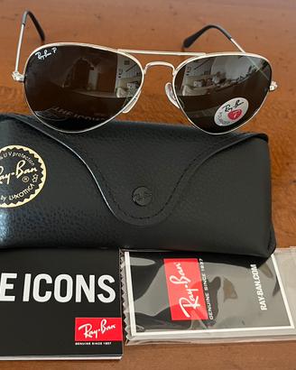 Ray-Ban RB3025 Aviator Polarizzati Silver Green