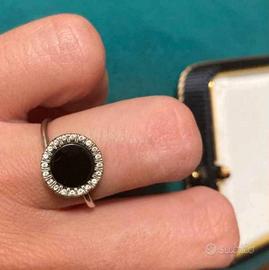 Anello in argento pietra e brillantini regolabile