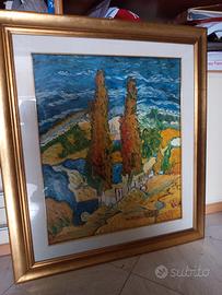 quadro riproduzione i cipressi di van Gogh