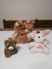 Set 3 Peluche Vintage Anni 80 Scoiattoli Maialino 