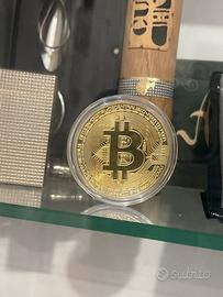 Moneta collezione bitcoin metallo oro plated