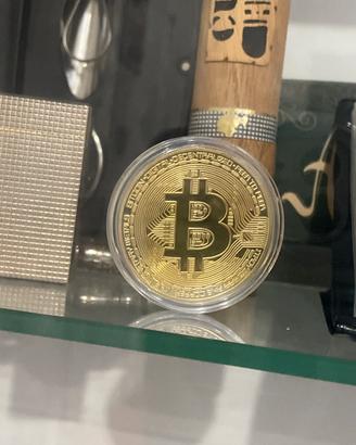 Moneta collezione bitcoin metallo oro plated
