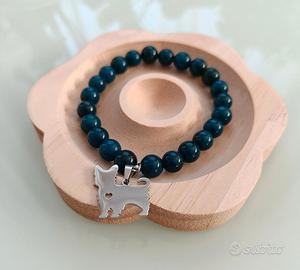 Braccialetto color apatite blu con ciondolo westie