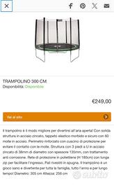 Trampolino 300 cm piu copertura parasole
