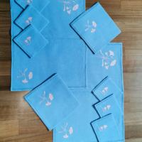 Set 2 tovagliette e tovaglioli  in lino azzurro