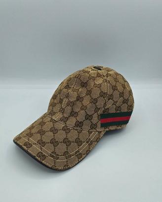 Cappello Gucci con rete beige/marrone, Taglia M.