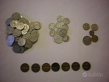 Monete lire da 5,10,20,50,100 e gettoni telefonici