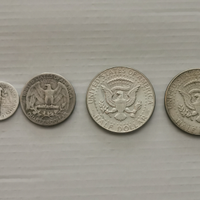 4 monete USA IN ARG. 2 HALF DOLLARO KENNEDI AR