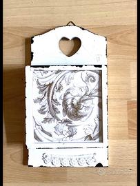 Appendino bianco cuore stile Shabby chic 25,5x 17