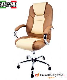 Poltrona Ufficio Presidenziale beige e marrone Mou