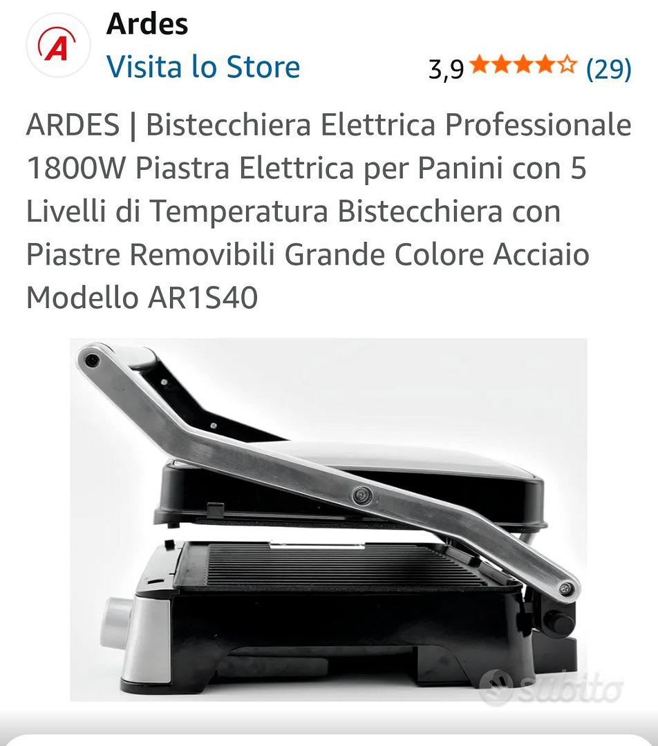 Bistecchiera Elettrica Ardes 1800W - Piastre Removibili Per Panini, Carne E Verdure