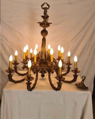 lampadario di bronzo dorato 