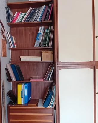 Scaffalatura anni 50 legno con cassetti