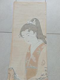 Pannello in seta dipinto giapponese