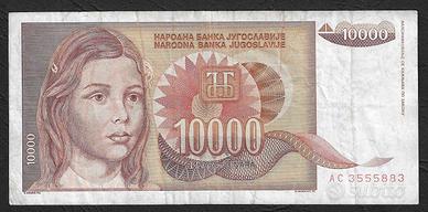 Jugoslavia - banconota circolata da 10.000 Dinari
