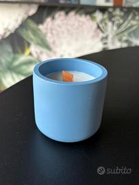 Candela Artigianale con Vasetto Azzurro