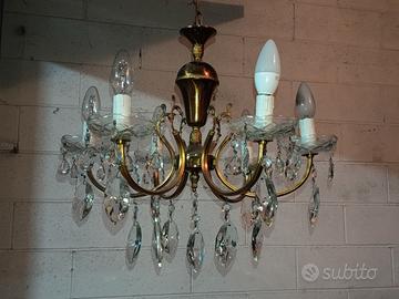 Lampadario vintage anni '50 a goccia con applique