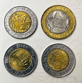Repubblica Italiana 3 monete lire 500  1 lire 1000
