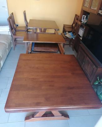Tavolo con sedie legno massello