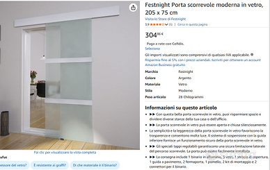 Porta Scorrevole di Vetro con Binario