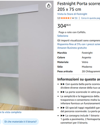 Porta Scorrevole di Vetro con Binario