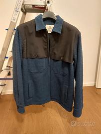 Woolrich Overshirt in Lana e Nylon - Blu/Nero - L