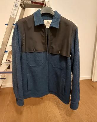 Woolrich Overshirt in Lana e Nylon - Blu/Nero - L