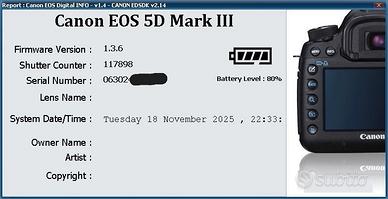 CANON 5D MARK III  SOLO CORPO scatti 118000