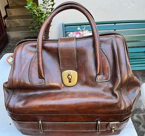 Borsone da viaggio valigetta vintage in vera pelle