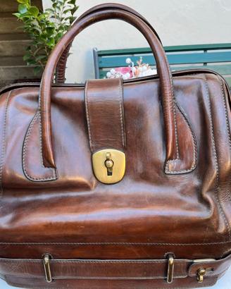 Borsone da viaggio valigetta vintage in vera pelle