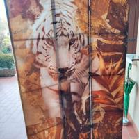 separé in tessuto intelaiato in legno tigre