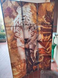 separé in tessuto intelaiato in legno tigre