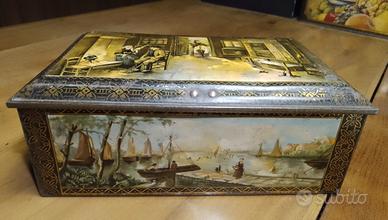 Antica scatola di latta francese di tradizione bre