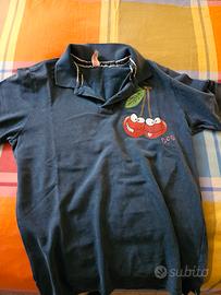 polo BOB dipinta a mano con ciliegie tg. L