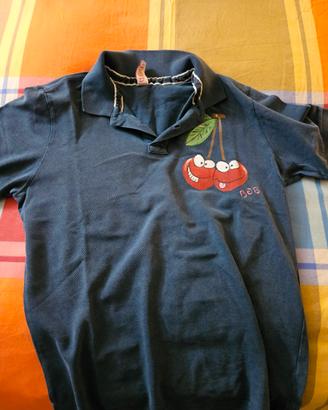 polo BOB dipinta a mano con ciliegie tg. L