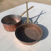 Padelle di rame antiche piccole da collezione