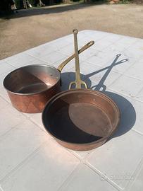 Padelle di rame antiche piccole da collezione