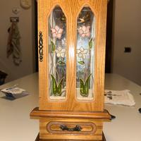 portagioie in legno con vetro decorato