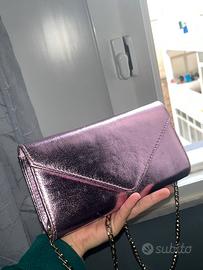 Borsa tracolla viola metalizzata