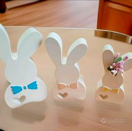 set decorazione pasquale 3 coniglietti 