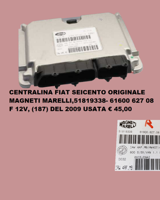 CENTRALINA FIAT SEICENTO 1.1 BENZINA 187  DEL 2009