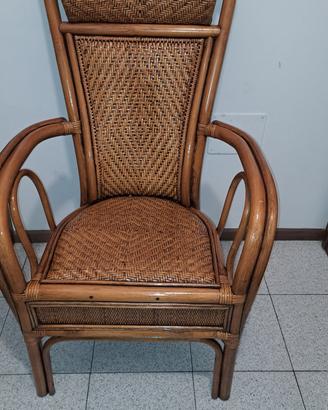 poltrona in ratam e vimini vintage