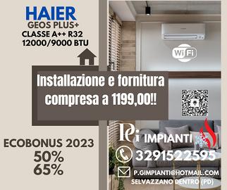 Clima Haier 12000 BTU installazione inclusa