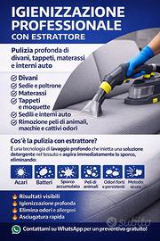 Igienizzazione divano e interni auto c/ estrattore