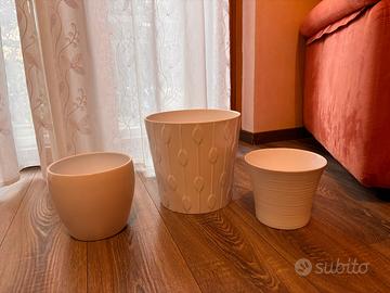 Set 3 Vasi / Coprivasi Bianchi Moderni
