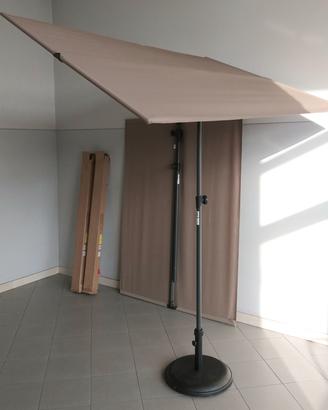 Ombrellone a vela parasole color tortora + base