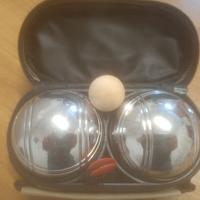 Set due  bocce in acciaio cromato e boccino