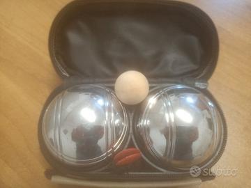 Set due  bocce in acciaio cromato e boccino