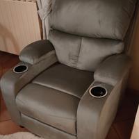Poltrona  Reclinabile con poggiapiedi - grigio