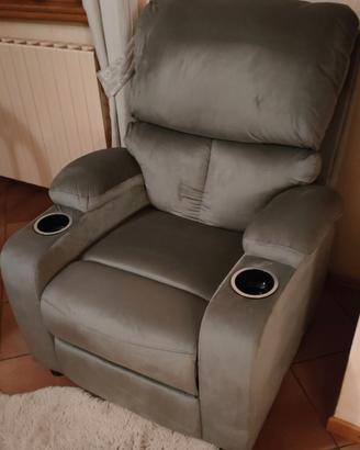 Poltrona  Reclinabile con poggiapiedi - grigio